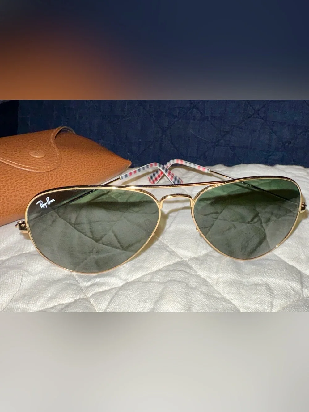Gold Frame Green Lens Aviator Sunglasses - Ray-Ban